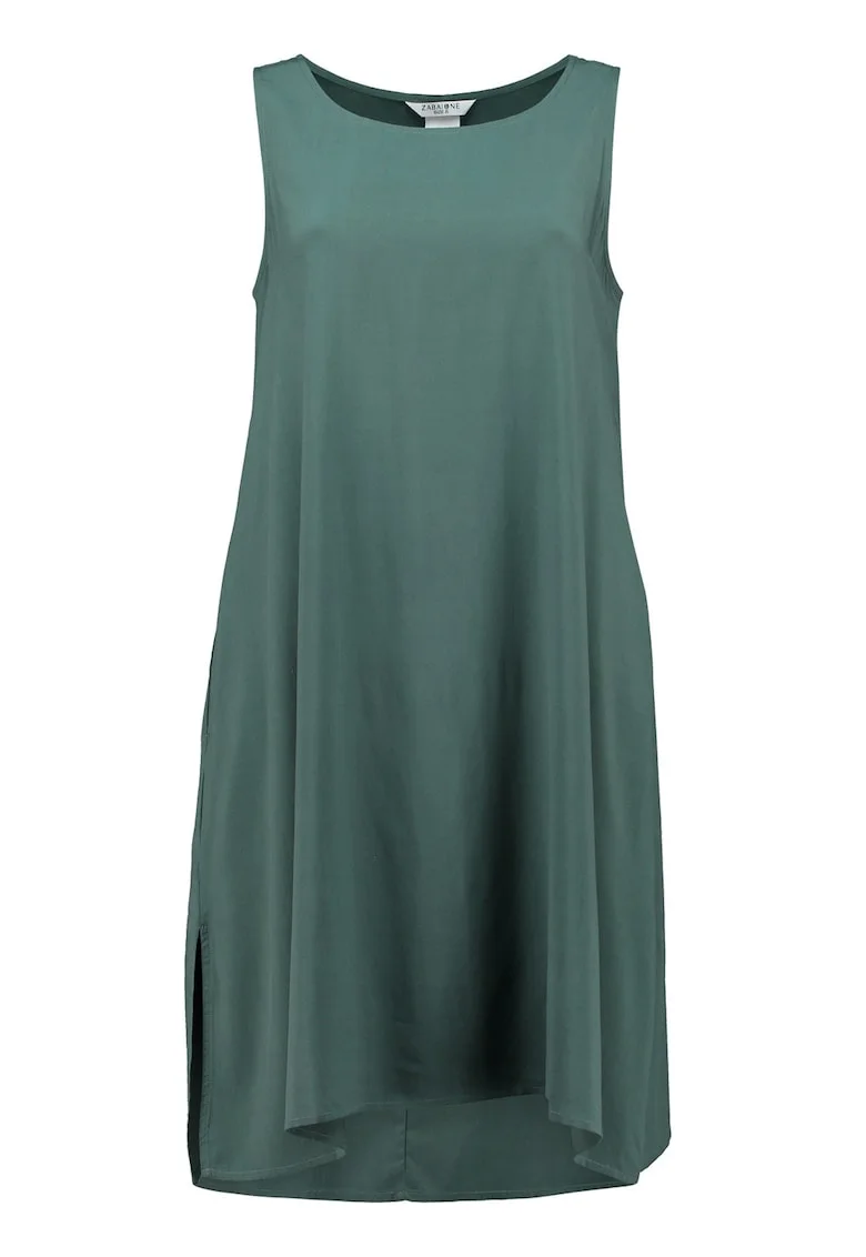 Rochie dreapta fara maneci cu slituri laterale, Kaki
