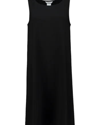 Rochie dreapta fara maneci cu slituri laterale, Negru