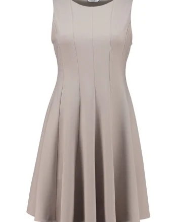 Rochie evazata cu decolteu rotund, Maro taupe deschis