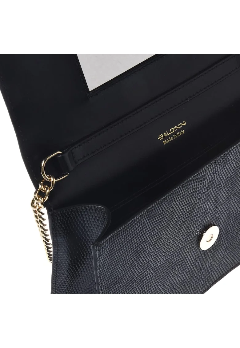 Geanta de piele cu animal print, Negru, 13 x 20 x 6.5 cm