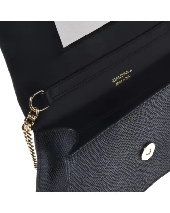 Geanta de piele cu animal print, Negru, 13 x 20 x 6.5 cm