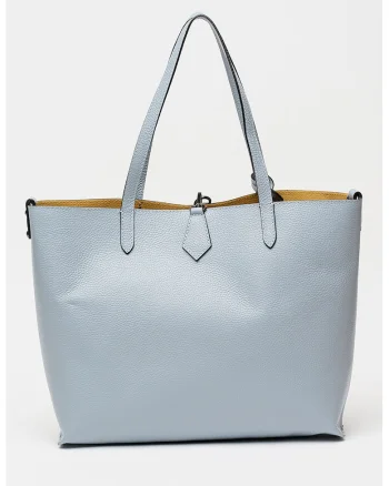 Geanta shopper de piele cu etui interior, Albastru stins