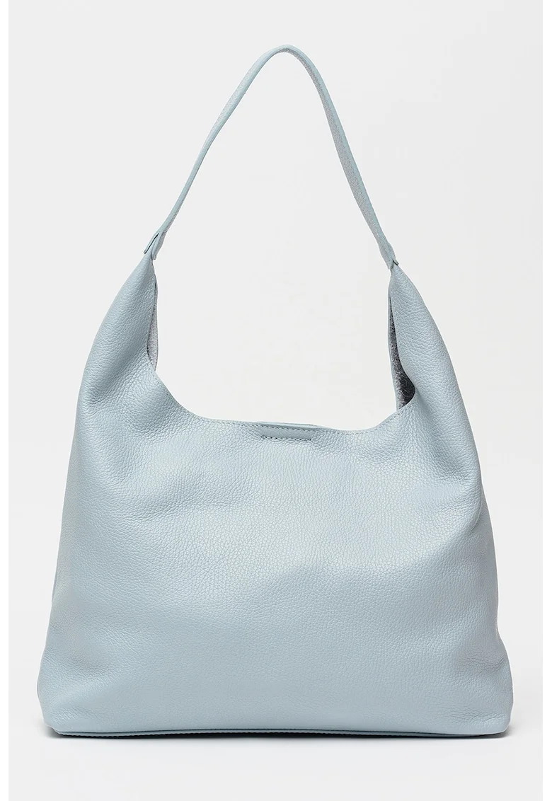Geanta shopper uni de piele cu etui detasabil, Albastru deschis