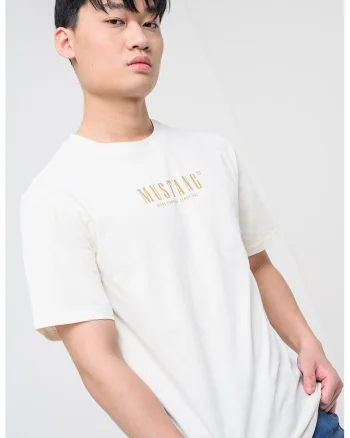Tricou cu decolteu la baza gatului si logo Austin, Alb arctic