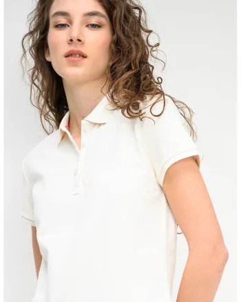 Tricou polo Tara, Ecru