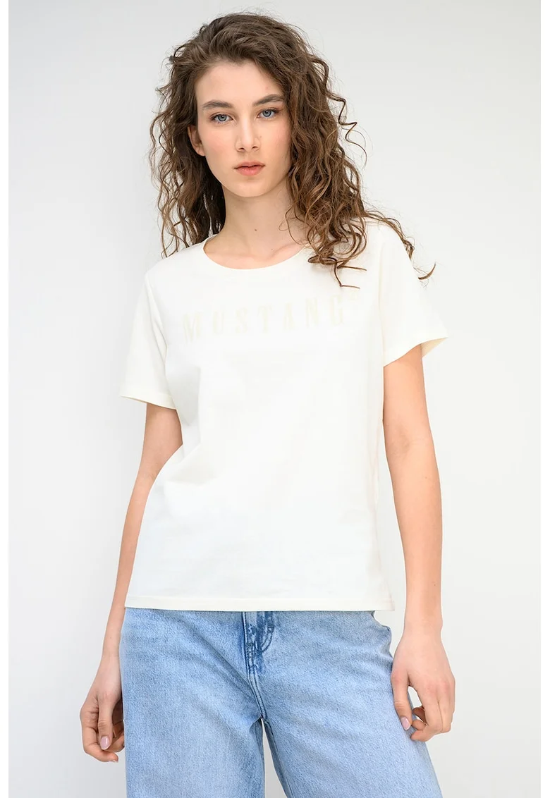 Tricou cu imprimeu logo Alma, Bej sampanie