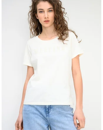 Tricou cu imprimeu logo Alma, Bej sampanie