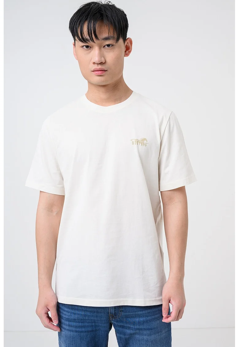 Tricou cu logo Austin, Alb fildes