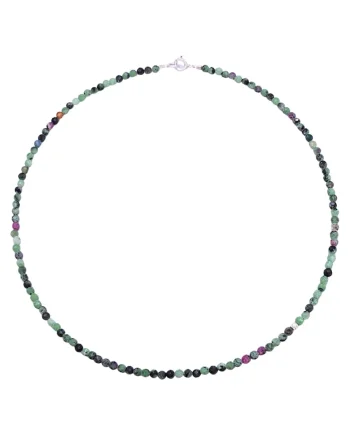 Colier din pietre de rubin zoisit cu argint 925, 40 cm