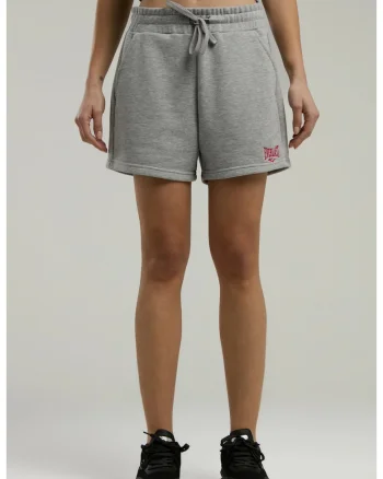 Pantaloni Scurti dama, talie elastica si snur, buzunare laterale si logo, Gri