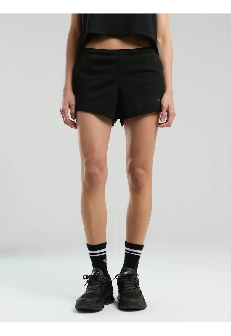Pantaloni Scurti dama, talie elastica si snur, buzunare laterale si logo, Negru