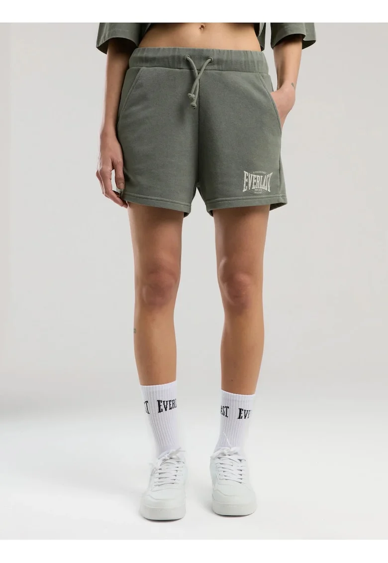 Pantaloni Scurti dama, talie elastica si snur, buzunare laterale si logo, Kaki