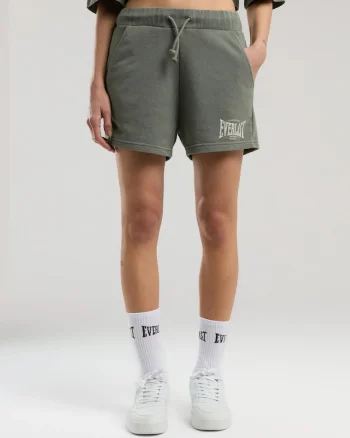 Pantaloni Scurti dama, talie elastica si snur, buzunare laterale si logo, Kaki