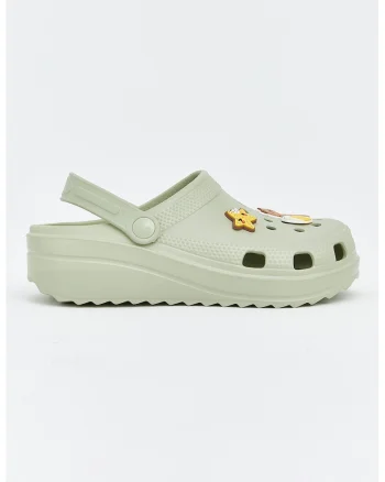 Saboti slingback cu talpa wedge, Verde deschis