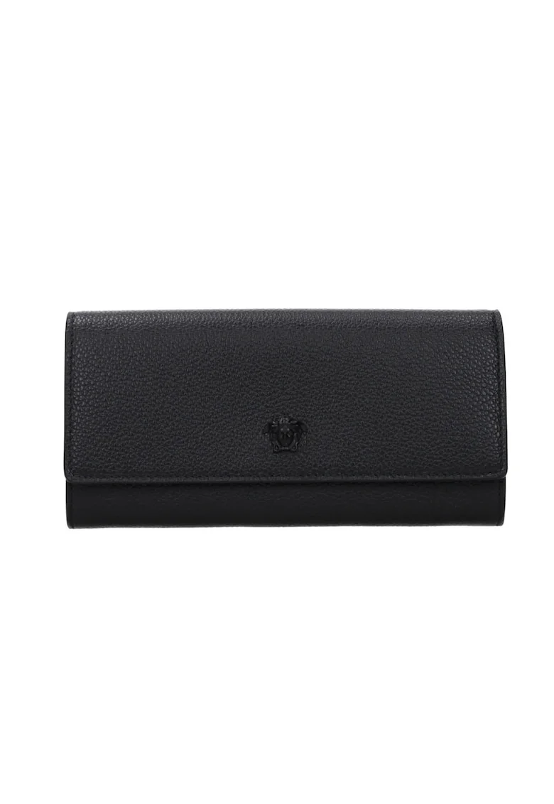 Portofel din piele naturala, Negru, 20 x 10 x 2.5 cm