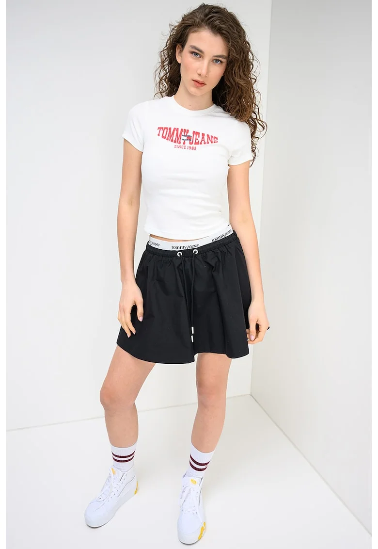 Tricou slim fit cu imprimeu logo, Rosu/Alb