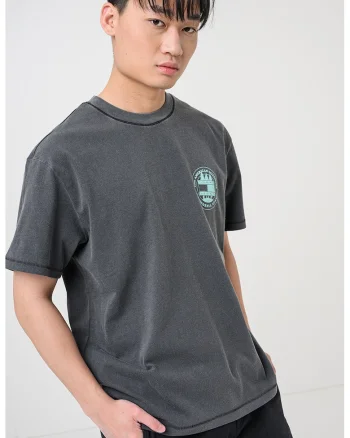 Tricou lejer din bumbac, Verde aquamarin/Gri inchis