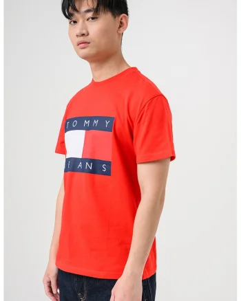 Tricou cu logo si decolteu la baza gatului, Rosu/Albastru ultramarin