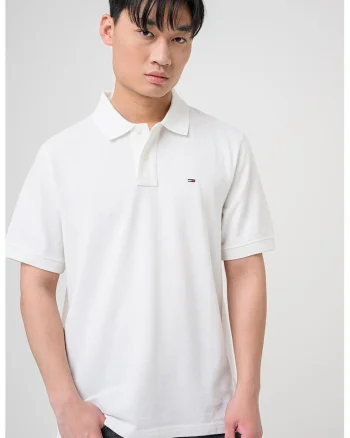 Tricou polo regular fit, Alb fildes