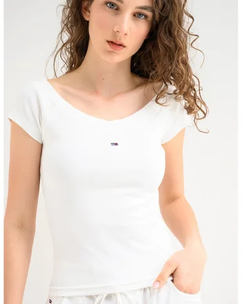 Tricou slim fit din amestec de bumbac, Alb