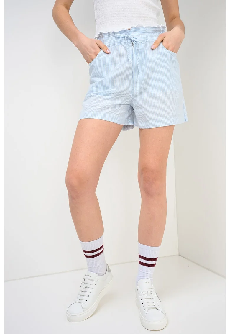Pantaloni scurti din amestec de bumbac organic, Alb/Albastru deschis