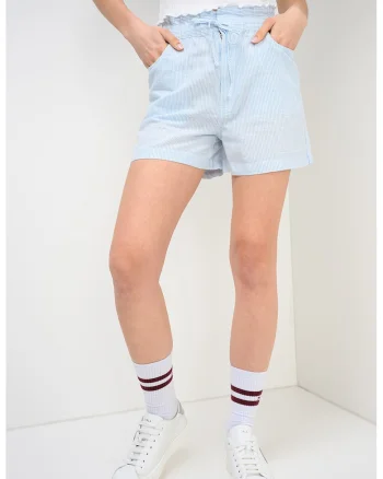 Pantaloni scurti din amestec de bumbac organic, Alb/Albastru deschis