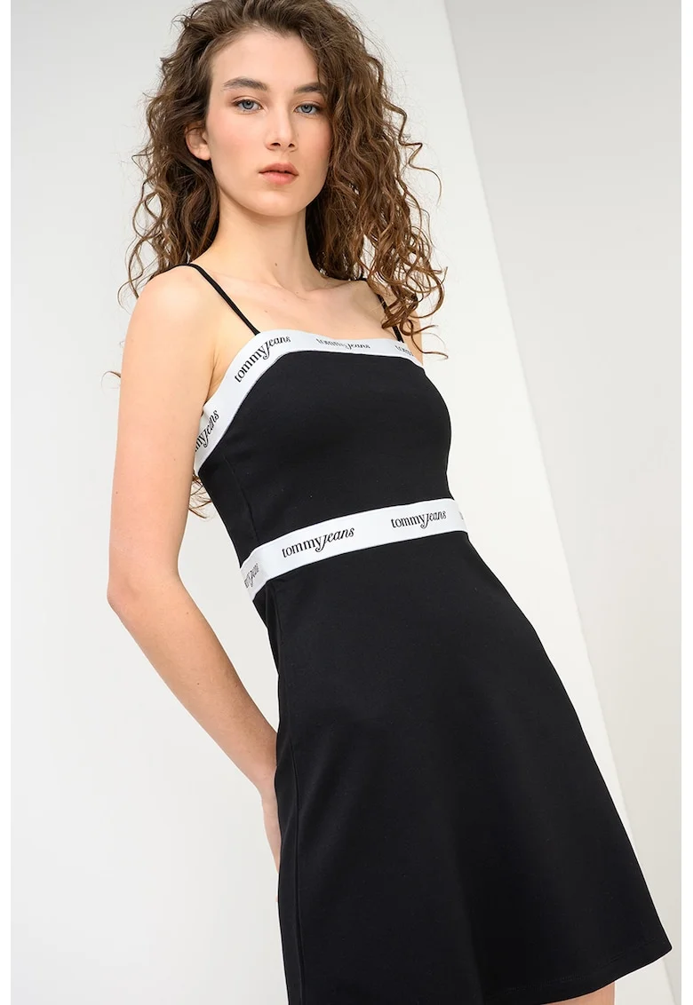 Rochie mini evazata, Alb/Negru