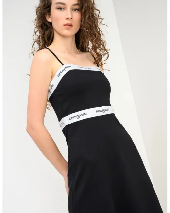 Rochie mini evazata, Alb/Negru