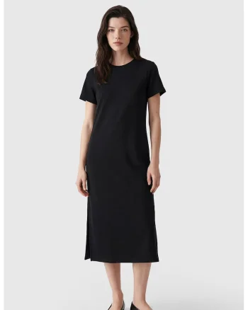 Rochie midi cu model uni, Negru