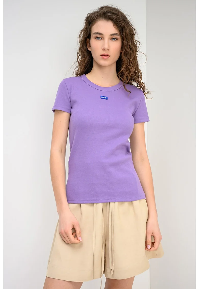 Tricou slim fit Easy, Liliac prafuit