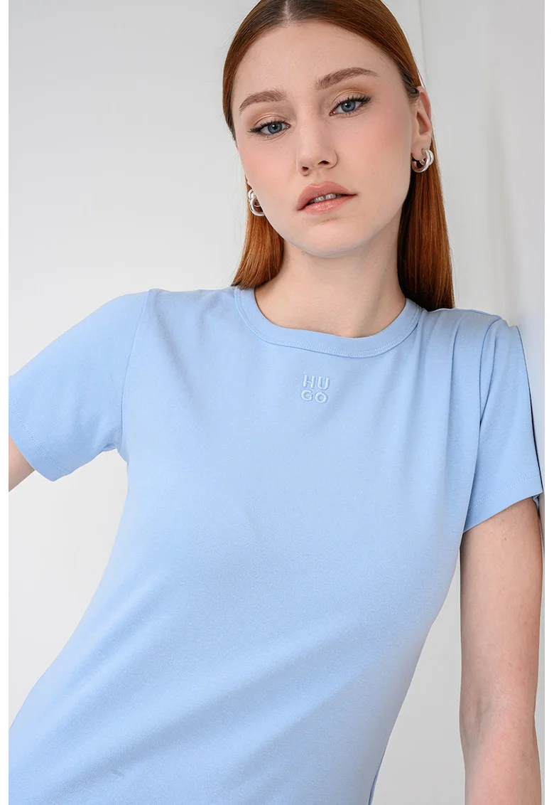 Tricou cu decolteu la baza gatului Deloris, Albastru pal
