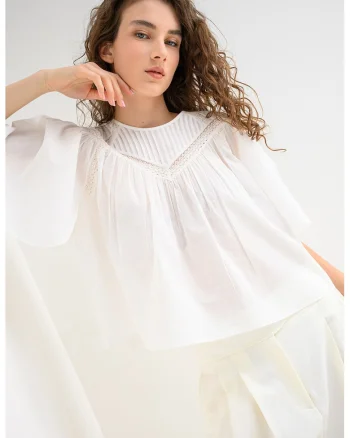 Bluza lejera cu maneci medii, Alb murdar