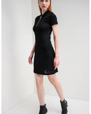Rochie mini cambrata cu fermoar scurt Nofina, Negru
