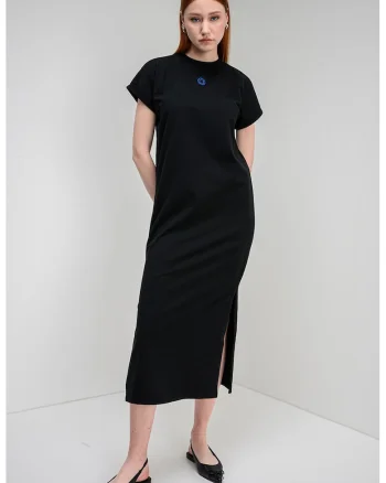 Rochie midi dreapta Nalle, Negru/Albastru royal