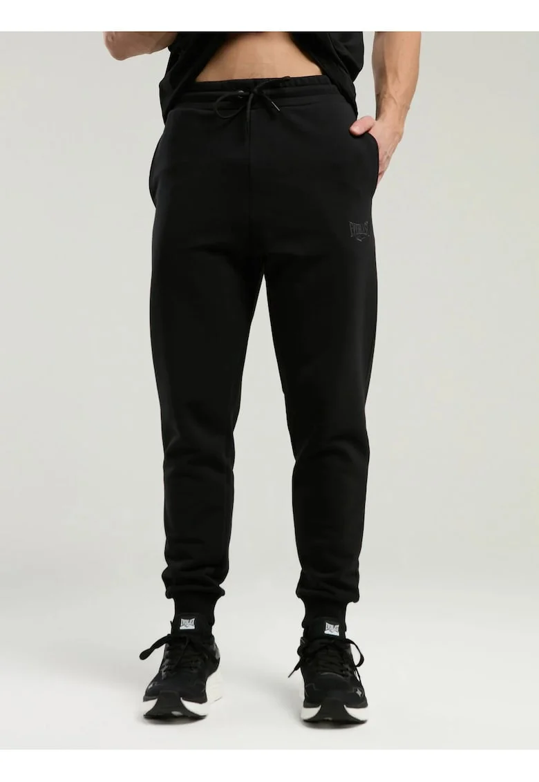 Pantaloni cu buzunare laterale si talie elastica, Negru, Negru