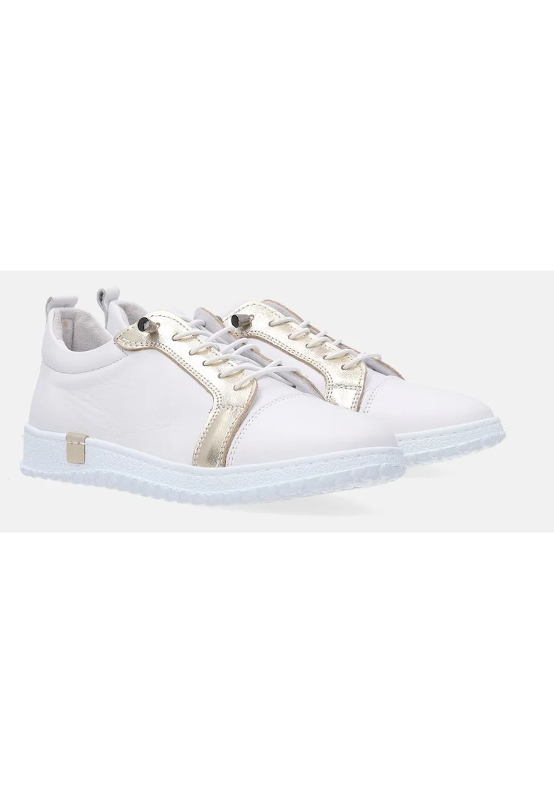 Pantofi sport din piele cu detalii contrastante si sireturi elastice