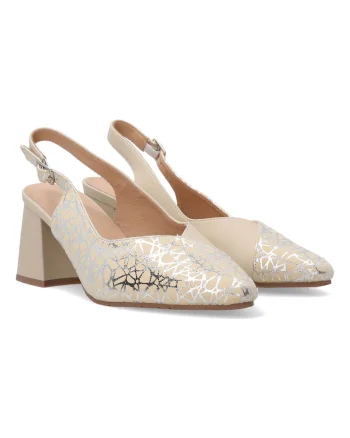 Pantofi din piele naturala cu model metalic