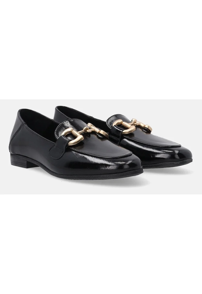 Pantofi loafer din piele lacuita cu detaliu metalic,