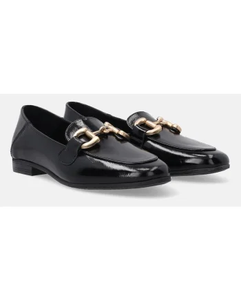Pantofi loafer din piele lacuita cu detaliu metalic,