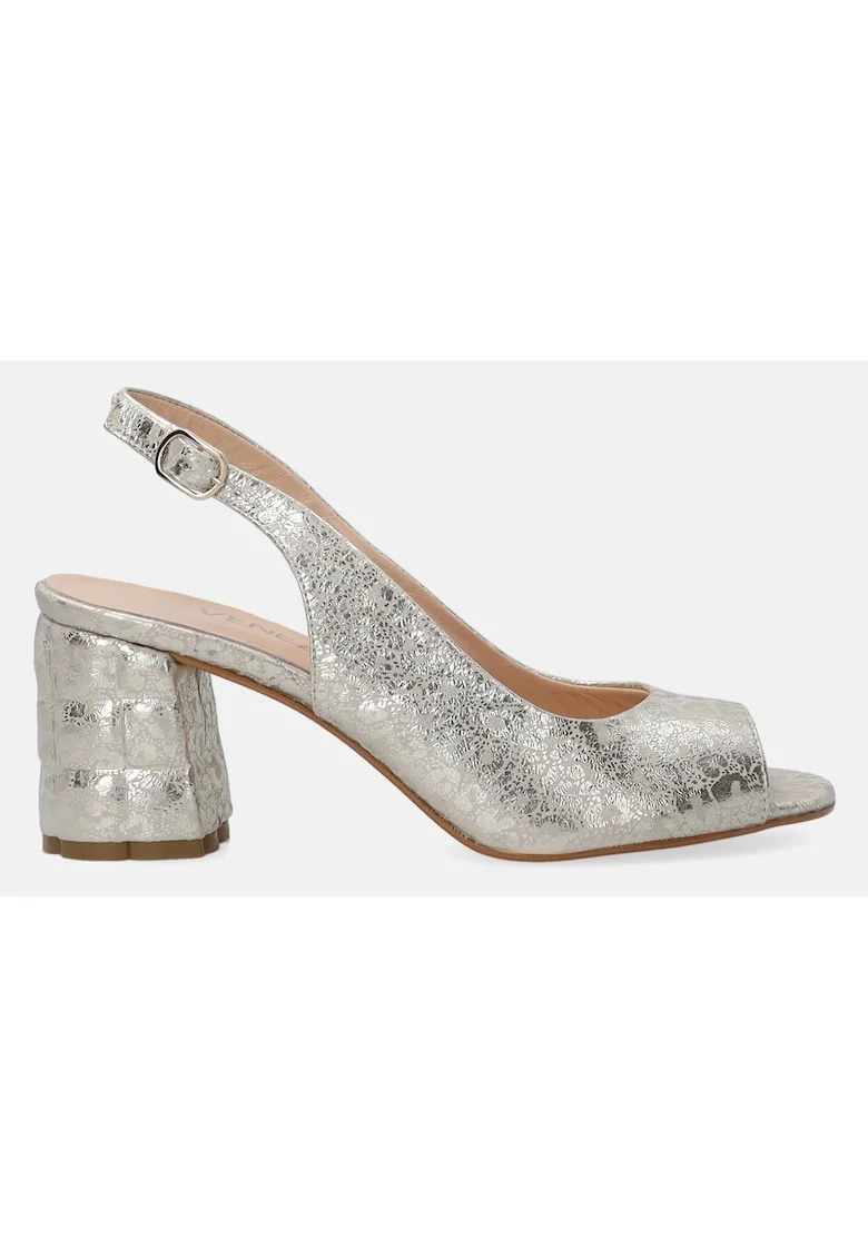 Sandale slingback din piele cu animal print