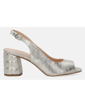 Sandale slingback din piele cu animal print
