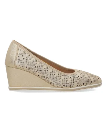 Pantofi din piele cu perforatii si talpa wedge