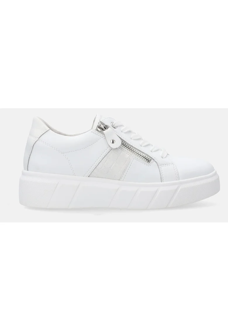 Pantofi sport din piele naturala cu fermoar si talpa wedge