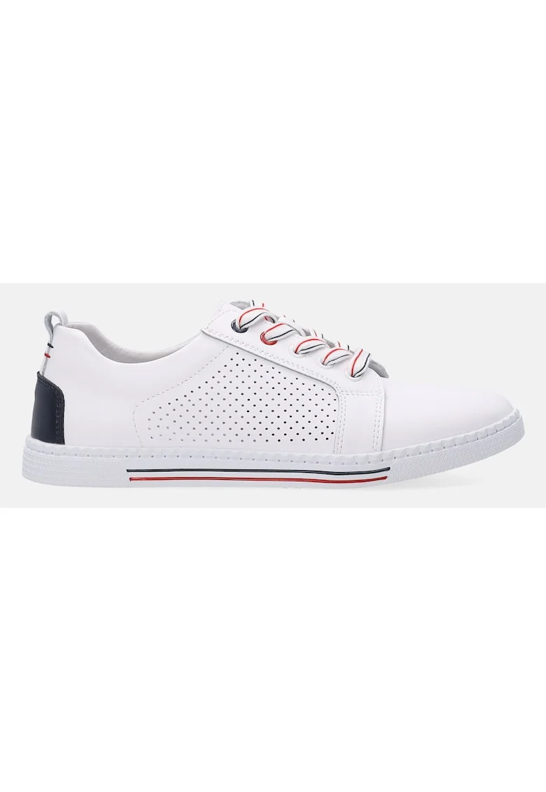 Pantofi sport din piele naturala cu perforatii si profil jos
