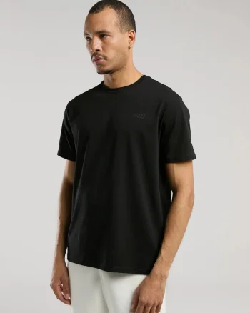 Tricou din amestec de bumbac cu detaliu logo, Negru, Negru