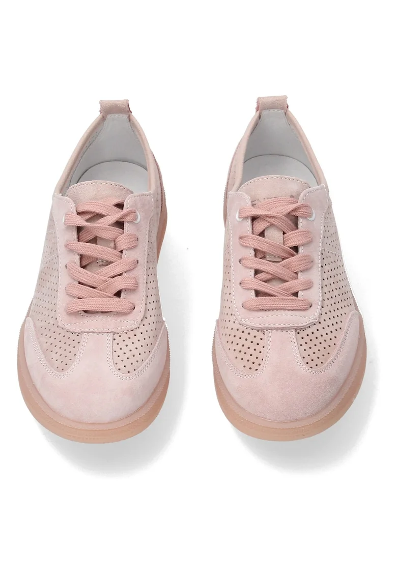 Pantofi sport cu perforatii din piele intoarsa