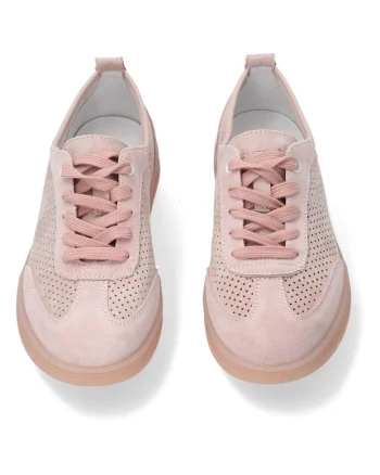 Pantofi sport cu perforatii din piele intoarsa