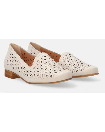 Pantofi cu imprimeu floral si perforatii din piele