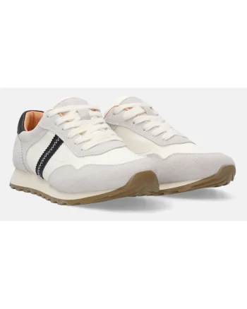 Pantofi sport din piele cu garnituri din piele intoarsa si model uni