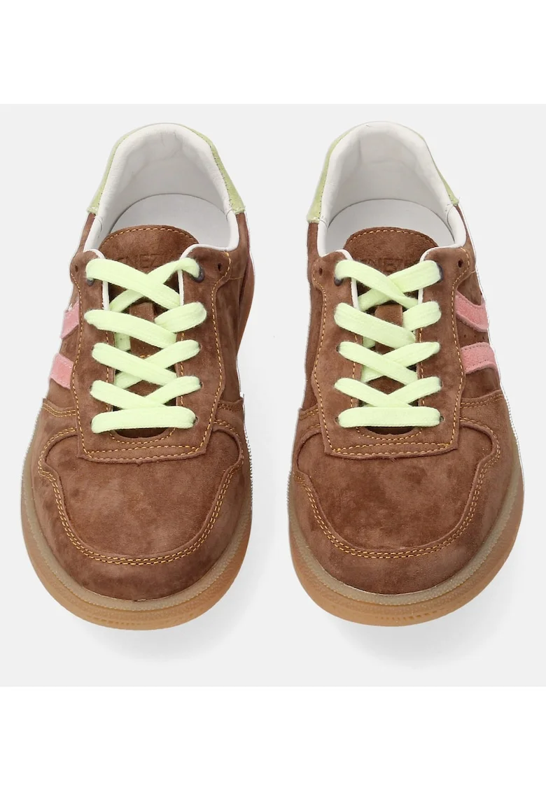 Pantofi sport colorblock din piele intoarsa